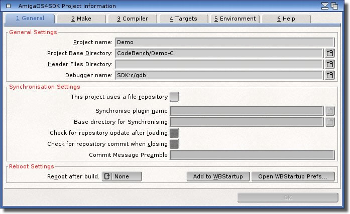General AmigaOS4SDK Project settings