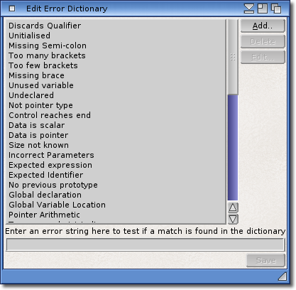 Edit Error Dictionary